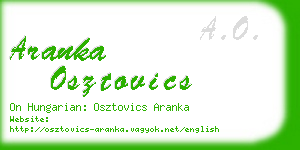 aranka osztovics business card